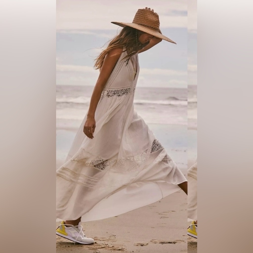 Free People Carla Lace Dress Deep-V Ivory Never Worn Size Small - Picture 1 of 15